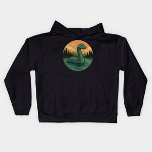 Nessie Lake Monster Cryptid Vintage Forest Kids Hoodie